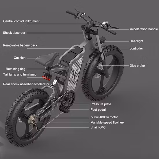 40-120km prix d'usine Ebike 1000W 20 pouces gros pneu caché batterie vélo électrique